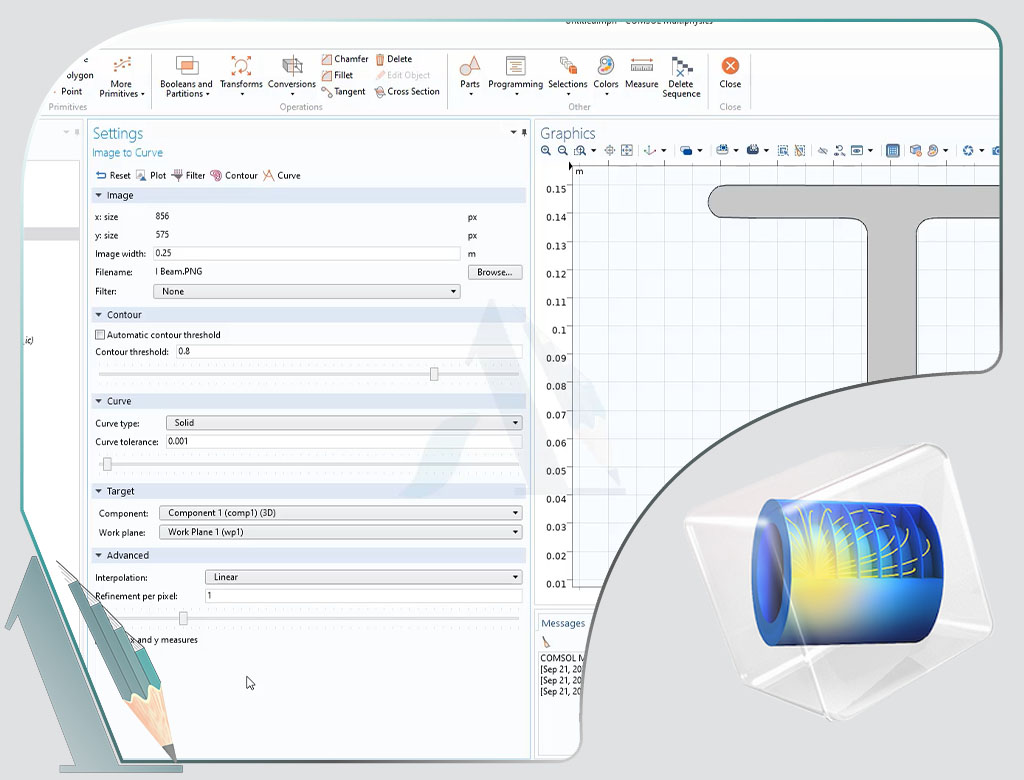 COMSOL، add in، image to curve، geometry، کامسول، هندسه، افزونه