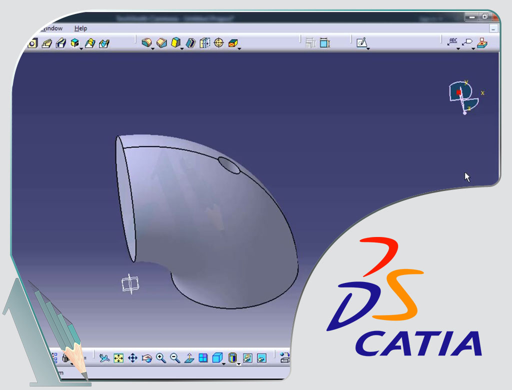 هندسه‌ی زانویی به همراه استوانه‌ی داخلی-کتیا (Catia)-آی سی ای ام (ICEM)-ساخت مش