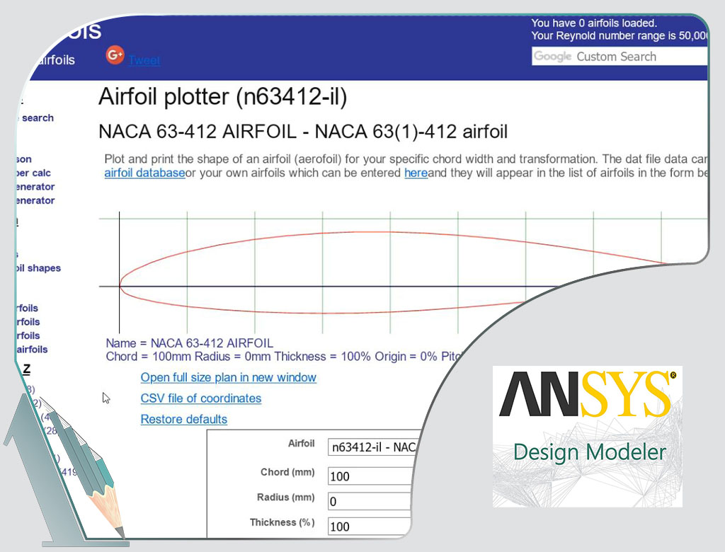 معرفی ایرفویل ها و استخراج فایل هندسه ایرفویل naca0015 با زاویه حمله از وبسایت airfoiltools برای رسم هندسه در ANSYS Design Modeler