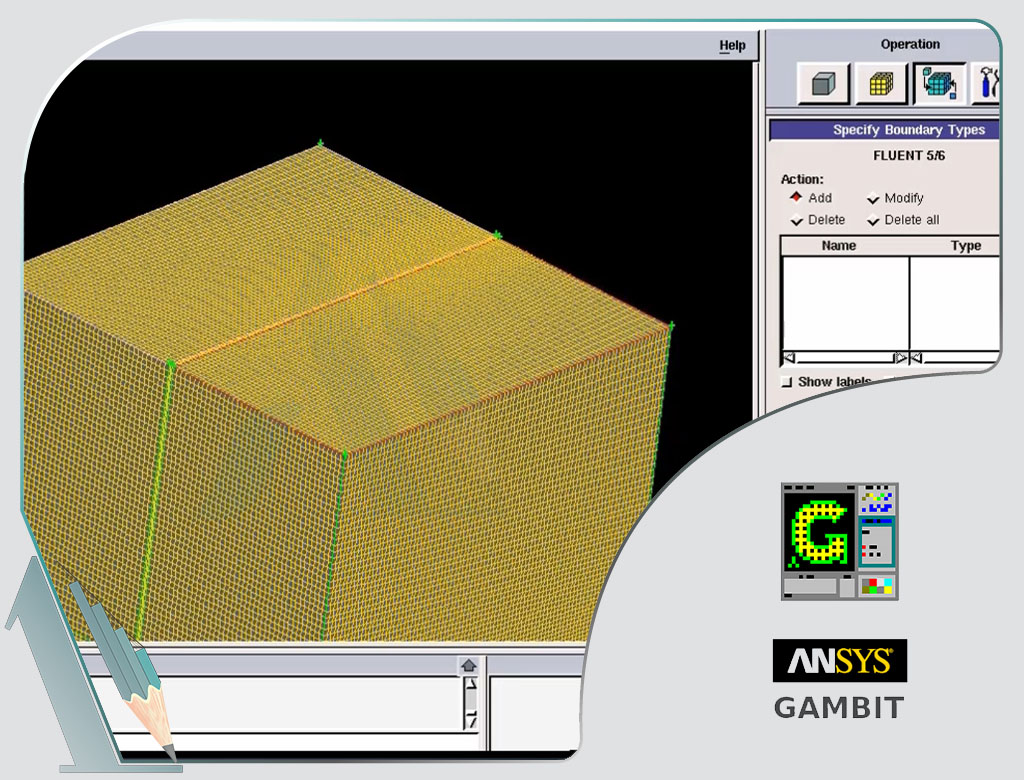 ایجاد هندسه و مش بندی در کویتی سه بعدی به همراه صفحه میانی در نرم افزار گمبیت 
