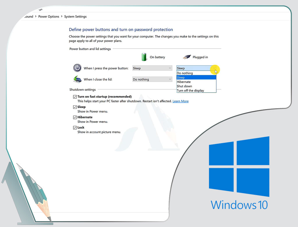 hibernate-power option-windows 10-ویندوز 10-تنظیمات توان