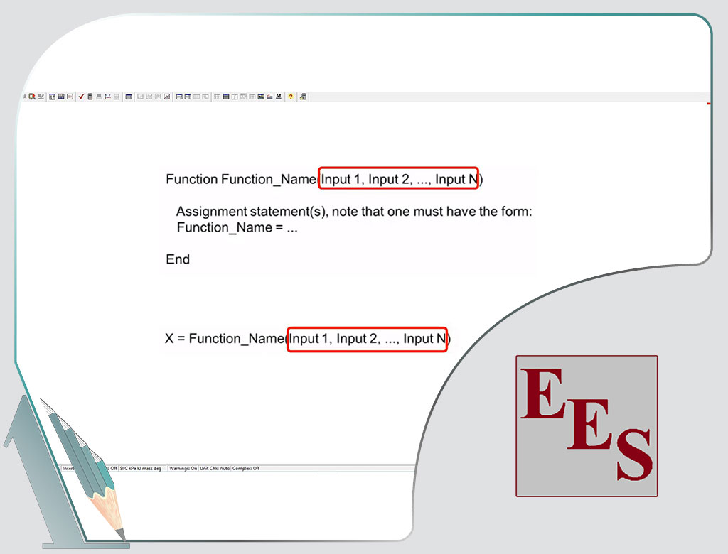 تعریف توابع و تعیین واحدهای اندازه گیری آنها در نرم افزار EES