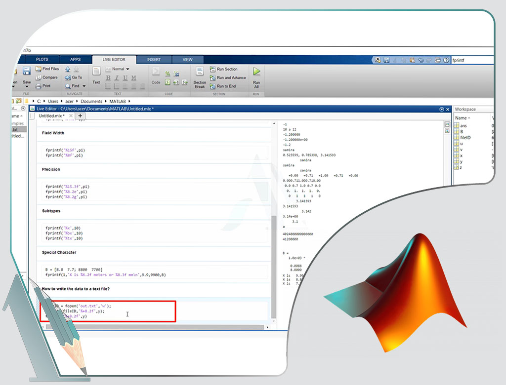 MATLAB-conversion specification-fprintf-Conversion Character-Identifier-Flags-subtype-precision-field width